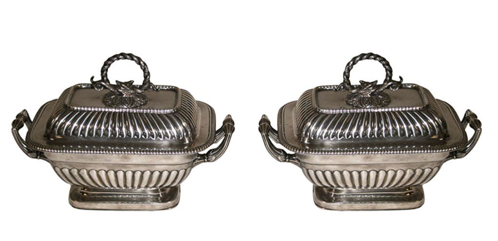 A PAIR OF TUREENS BY JOHN ROBERTS & CO AND THOMAS ROBINS, 1808 For Sale 3